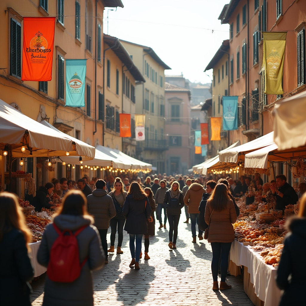 Evento di promozione territoriale con stand gastronomici e attività culturali in piazza