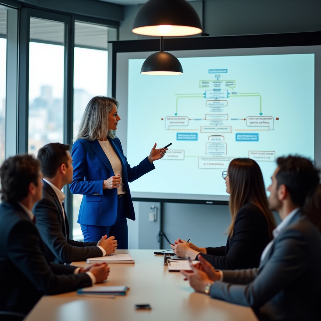 Presentazione di un piano di marketing territoriale a un gruppo di professionisti